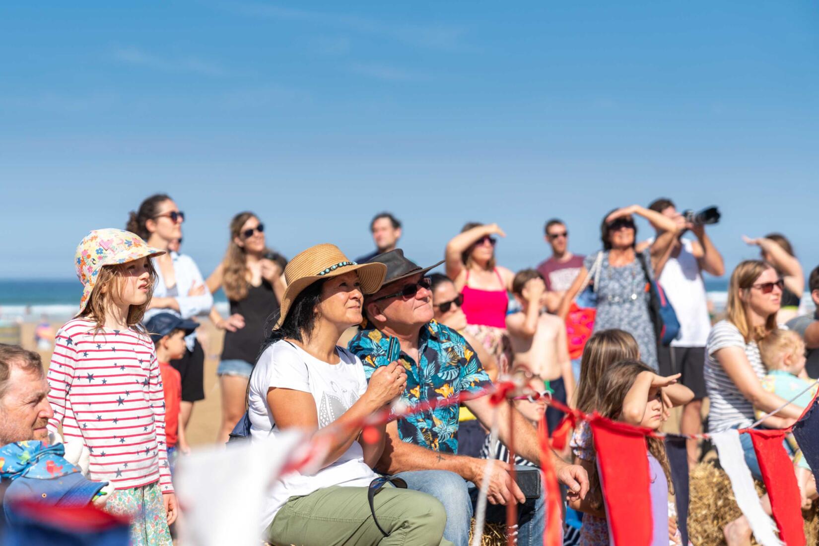 Crowds at Arts on the Beach at Watergate Bay