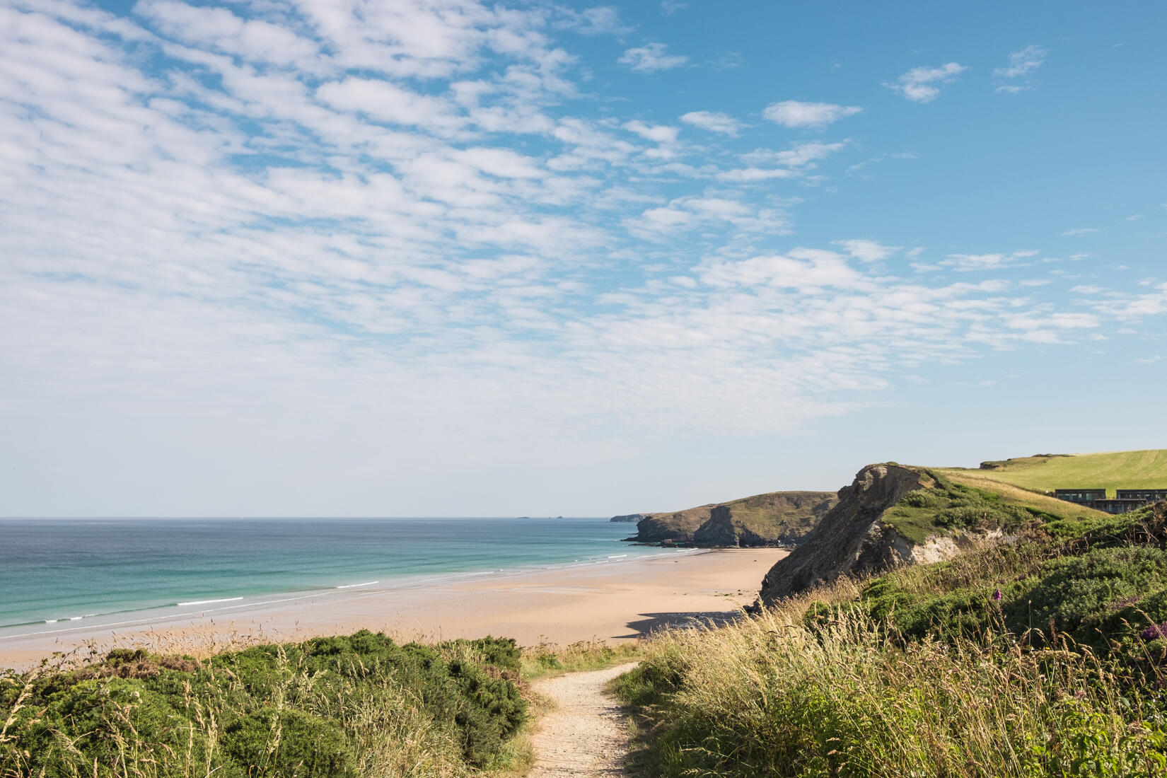 The coast path heading to Watergate Bay beach