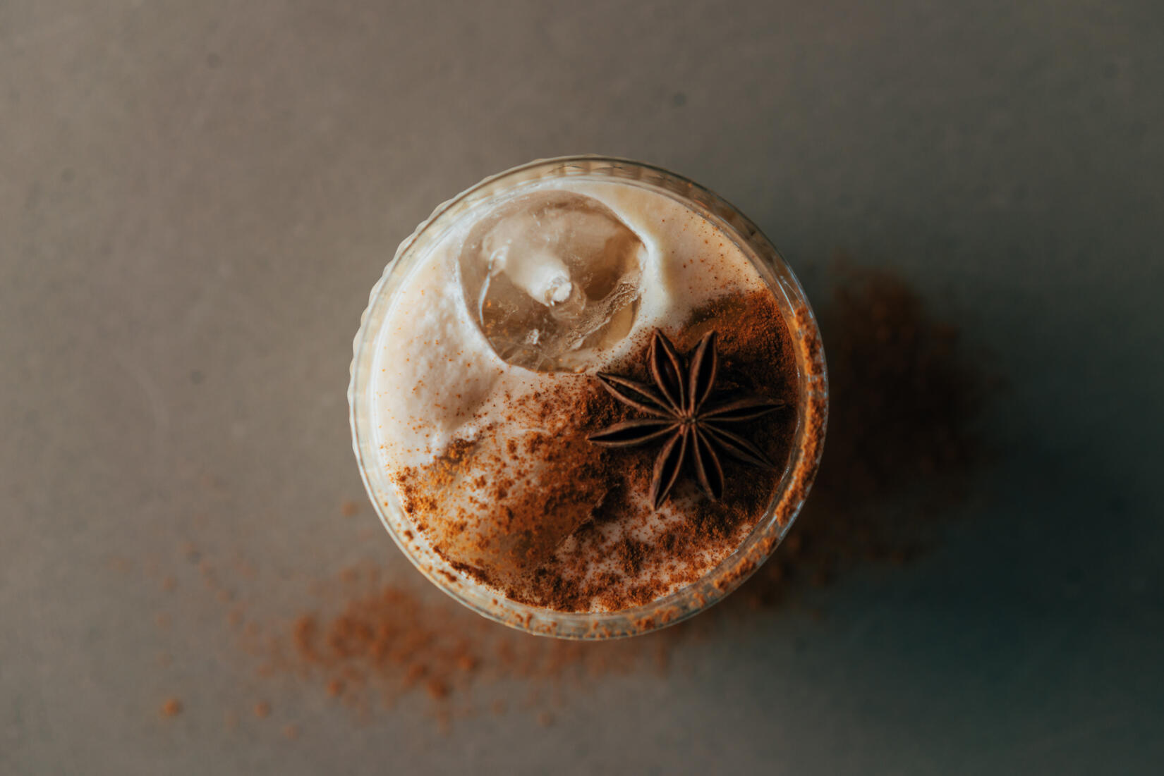 Close up of chai white Russian with sprinkles