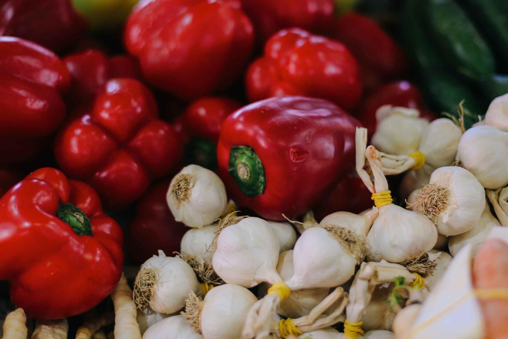 Red peppers and garlic