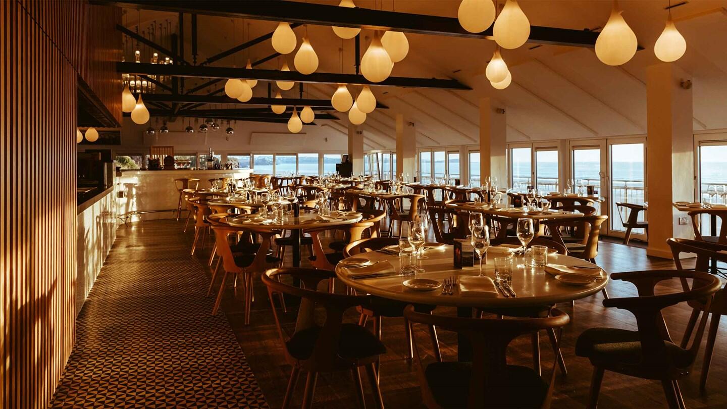 The interior of Jamie Oliver's Fifteen Cornwall restaurant