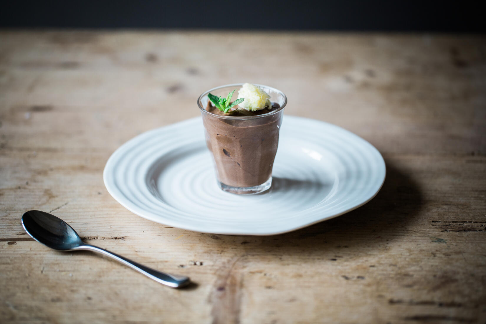 Chocolate mousse on a plate