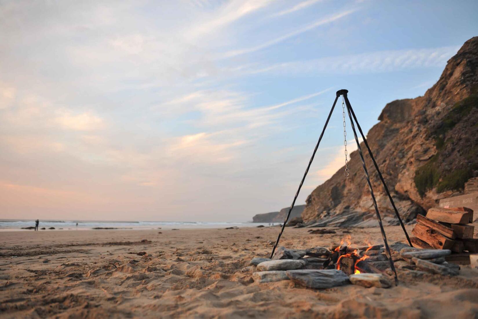 A barbecue on the beach at Watergate Bay