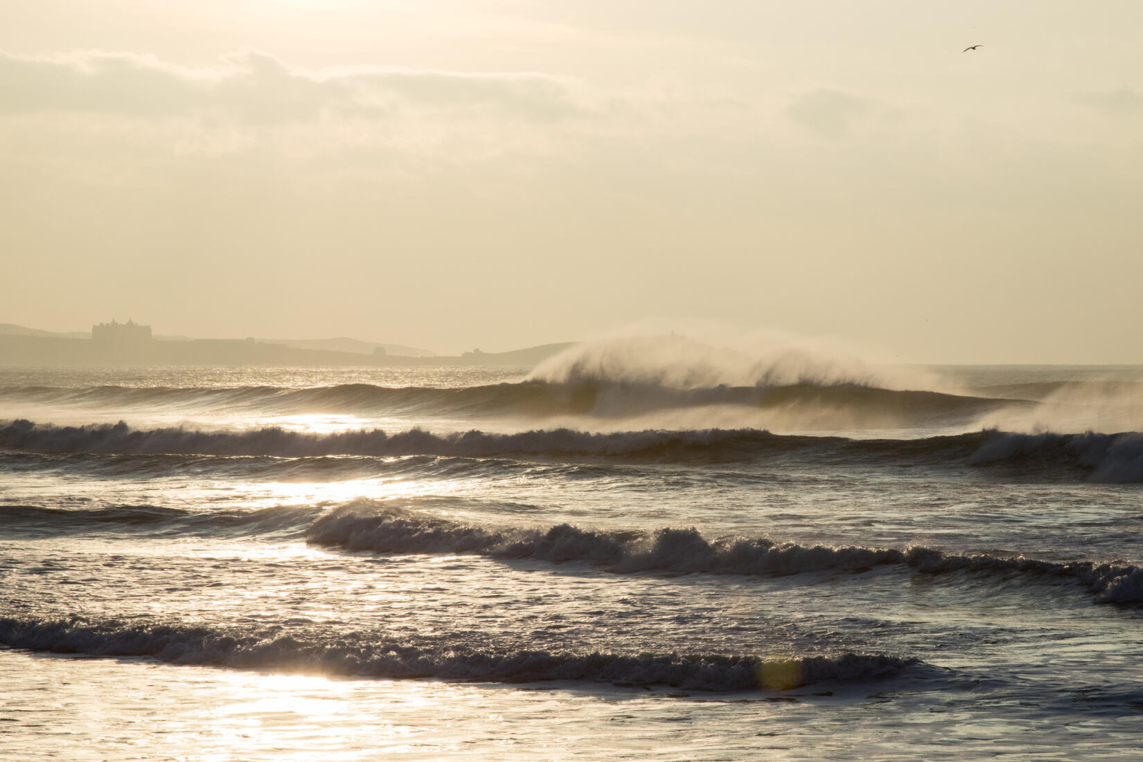 Waves crashing at Watergate Bay