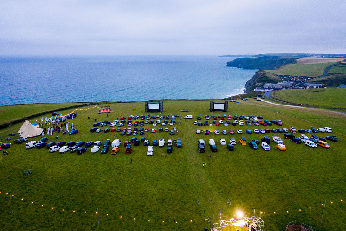 Drive in Cinema on the cliffs of Watergate Bay