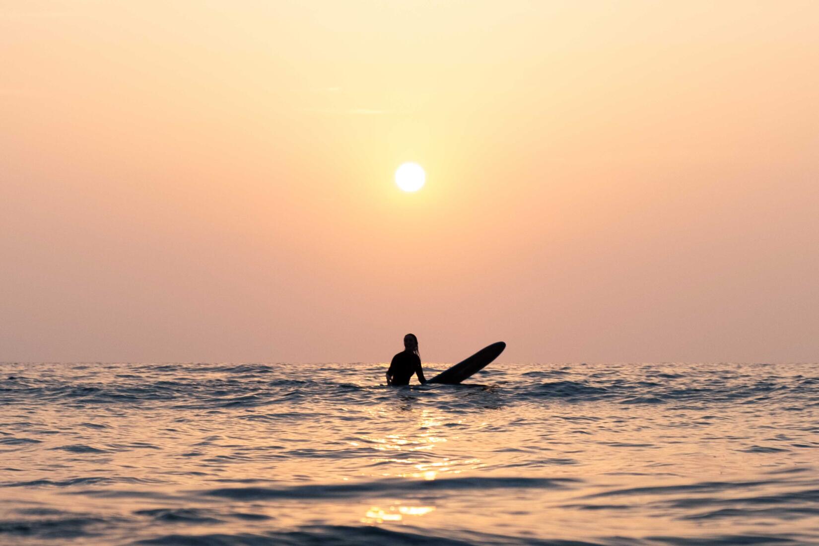 Surfer in the sunset