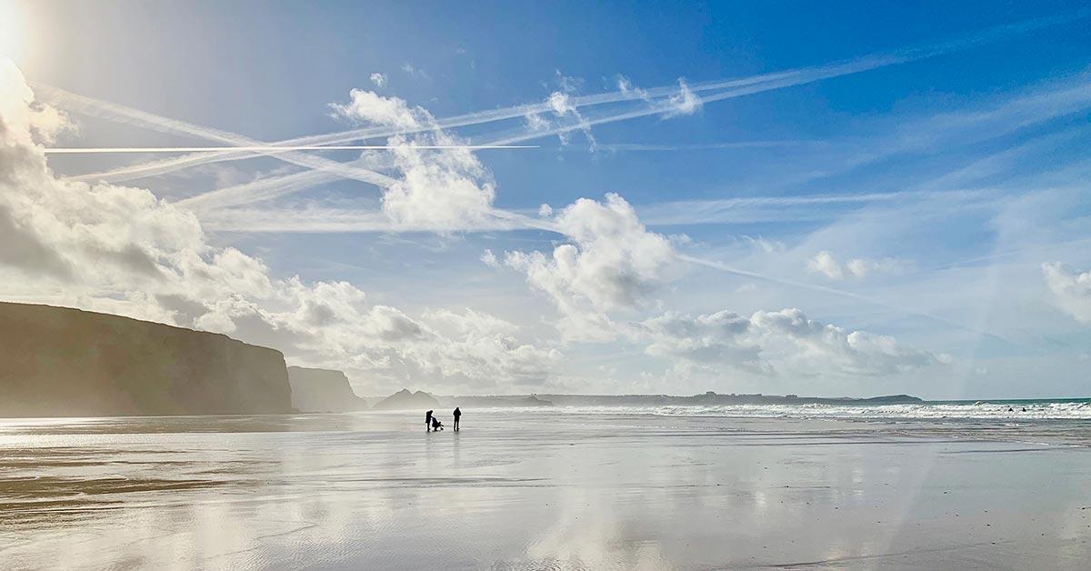 Watergate Bay beach at low tide