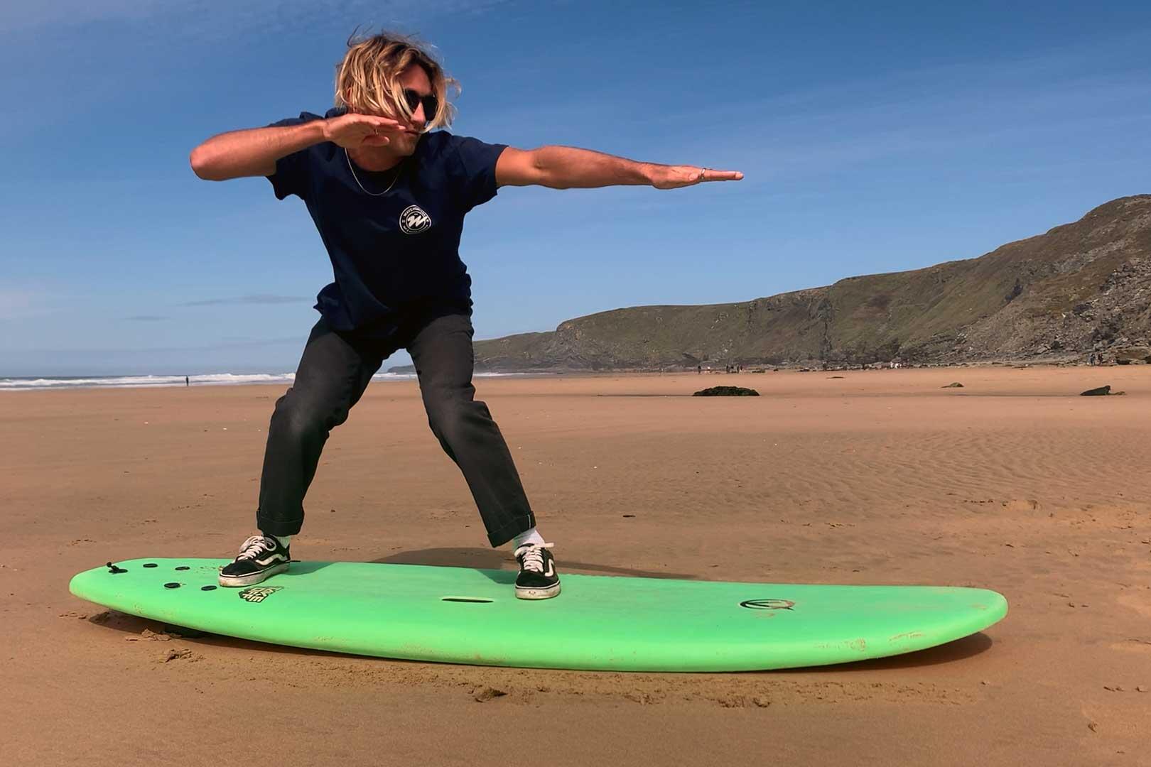 Surf pop-up on the beach at Watergate Bay