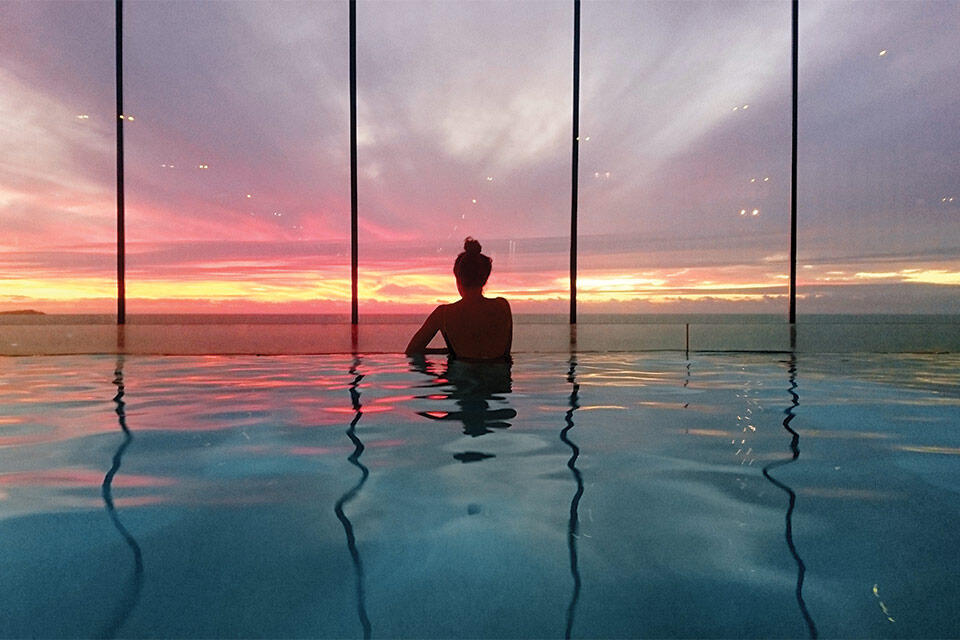 Sunset view from Swim Club pool