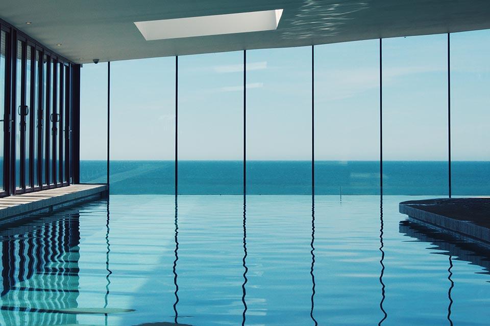 The view out to sea from the swimming pool in Swim Club