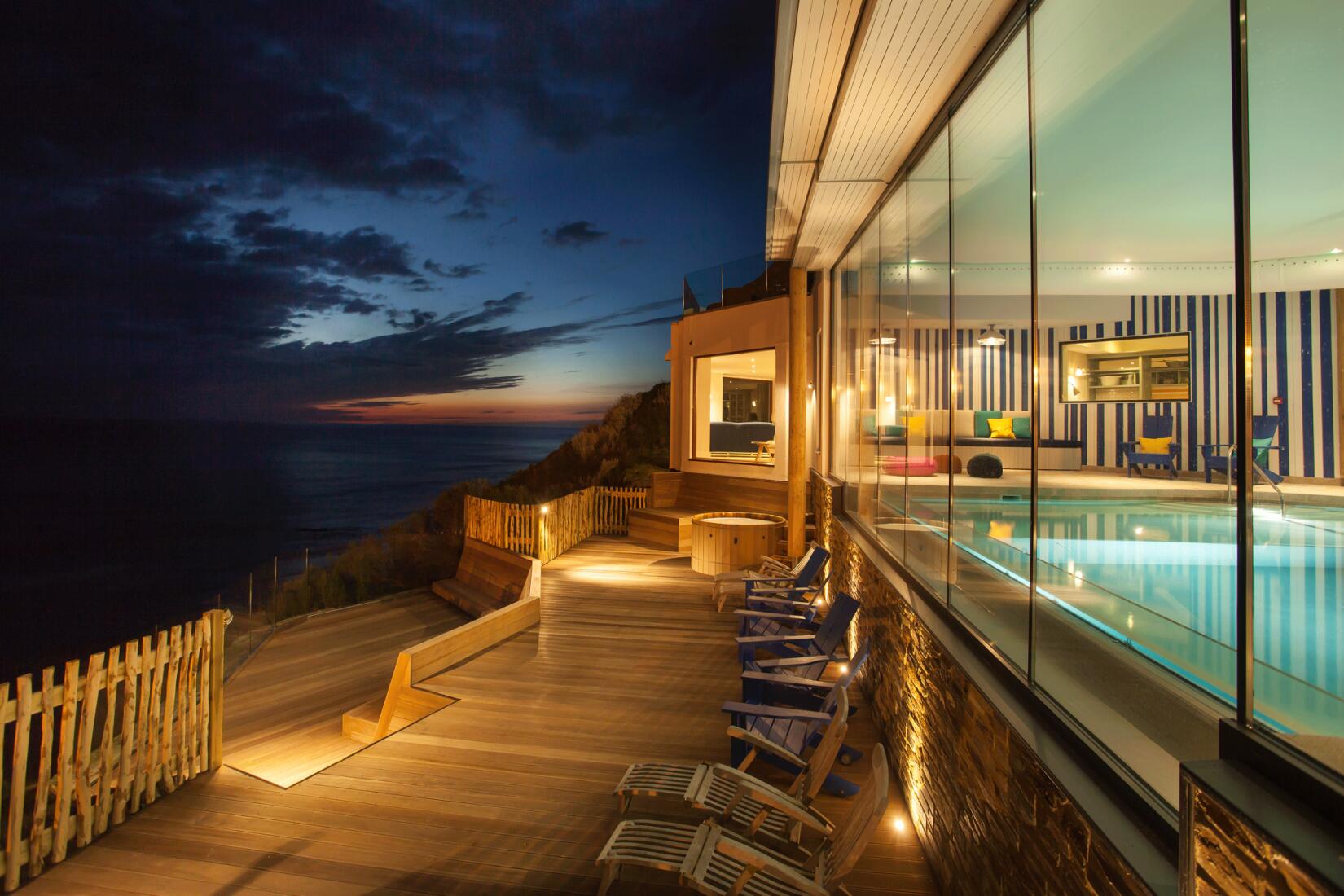 Deck of the Swim Club overlooking the sea