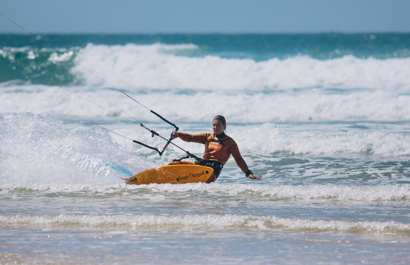 Dreya Bennett kitesurfing at Watergate Bay