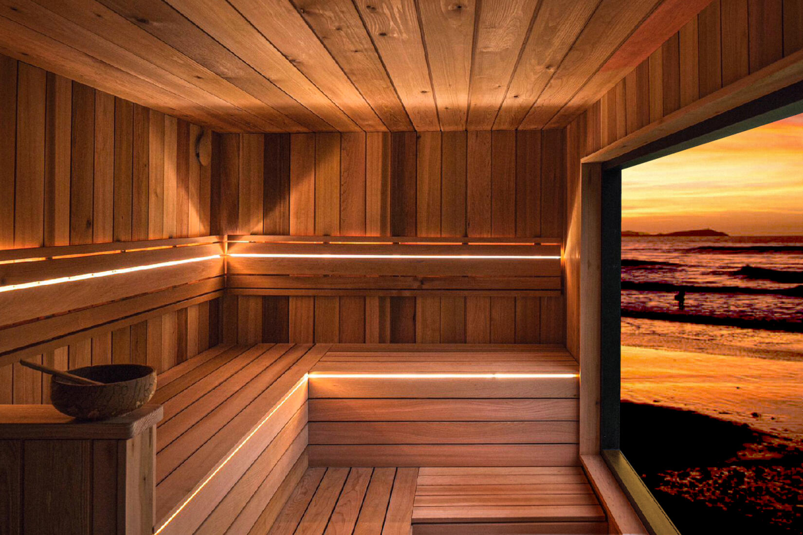 Beachside sauna at Watergate Bay hotel