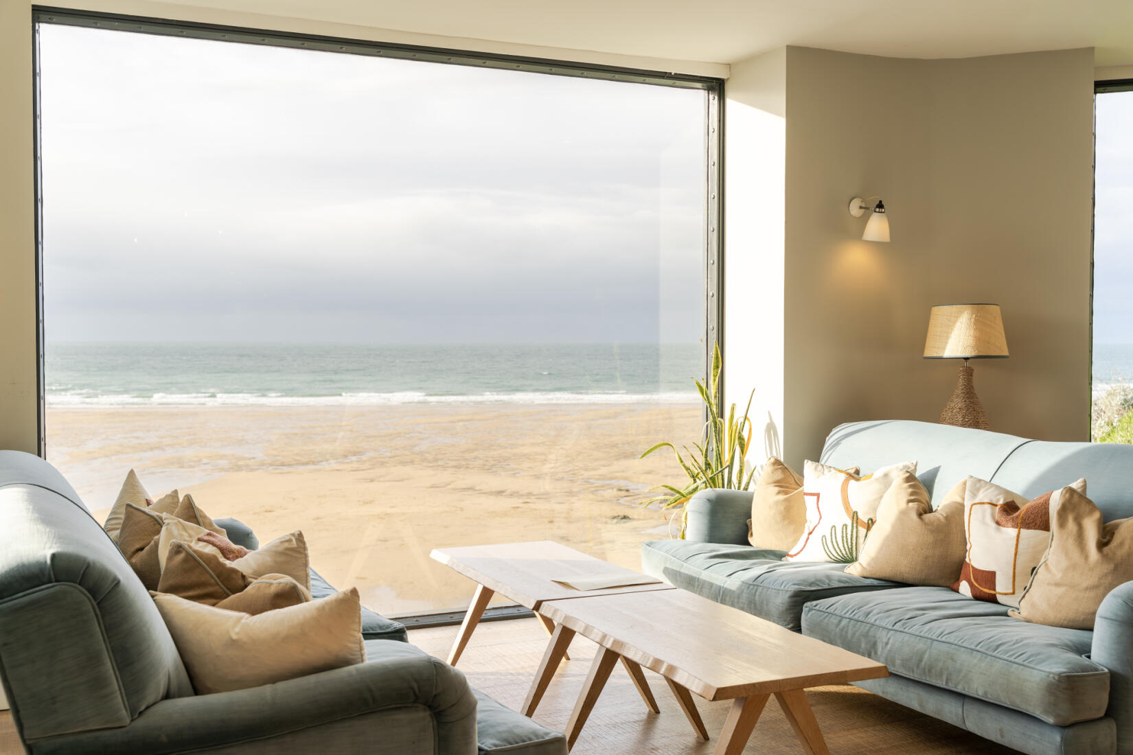 View from the ocean room, with picture window overlooking the beach