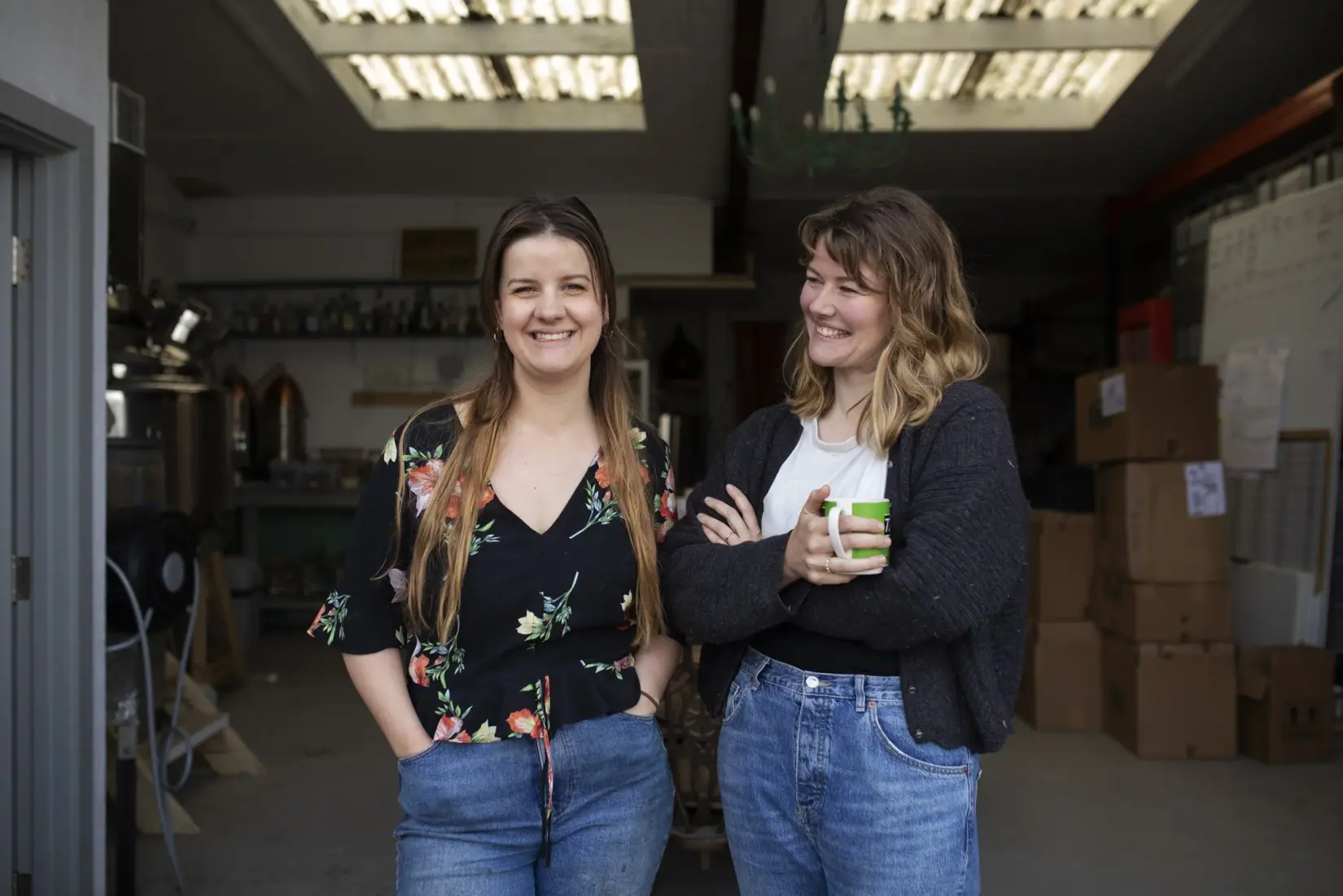 An image of Chloe and Daisy at the distillery